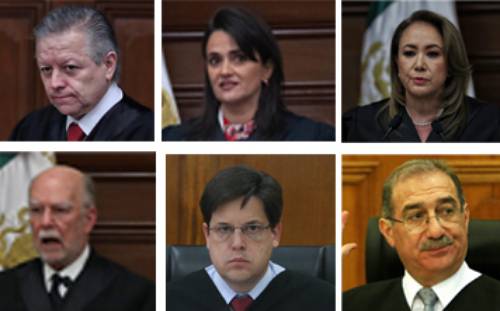 ▲ A favor de la consulta, Arturo Zaldívar, Margarita Ríos, Yasmín Esquivel, Juan Luis González, Alfredo Gutiérrez y Alberto Pérez Dayán.